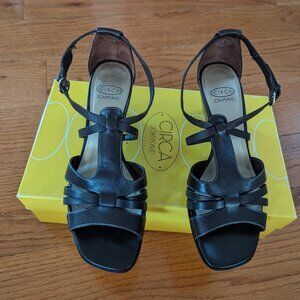 Circa Jone & David Wedge Leather Sandals Dark Brown   - NWT